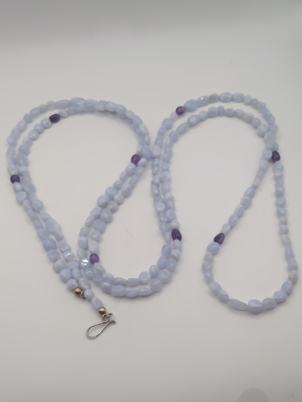 Jay King Lace Agate and Amethyst Opera Length Necklace 925